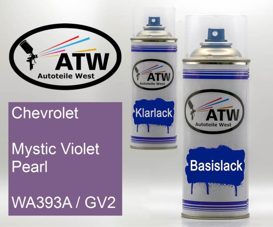 Chevrolet, Mystic Violet Pearl, WA393A / GV2: 400ml Sprühdose + 400ml Klarlack - Set, von ATW Autoteile West.